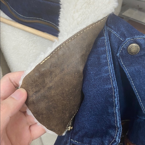 Vintage 1980’s Dual Control Denim Navy Sherpa Collar Bomber Jacket - Picture 12 of 12